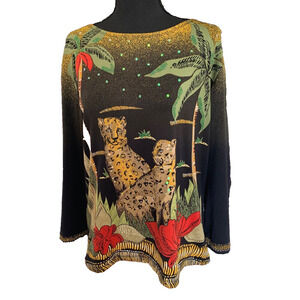 Vintage Women's Sz Med Nancy Blown City Girl Jungle Cheetah Sequins Wild